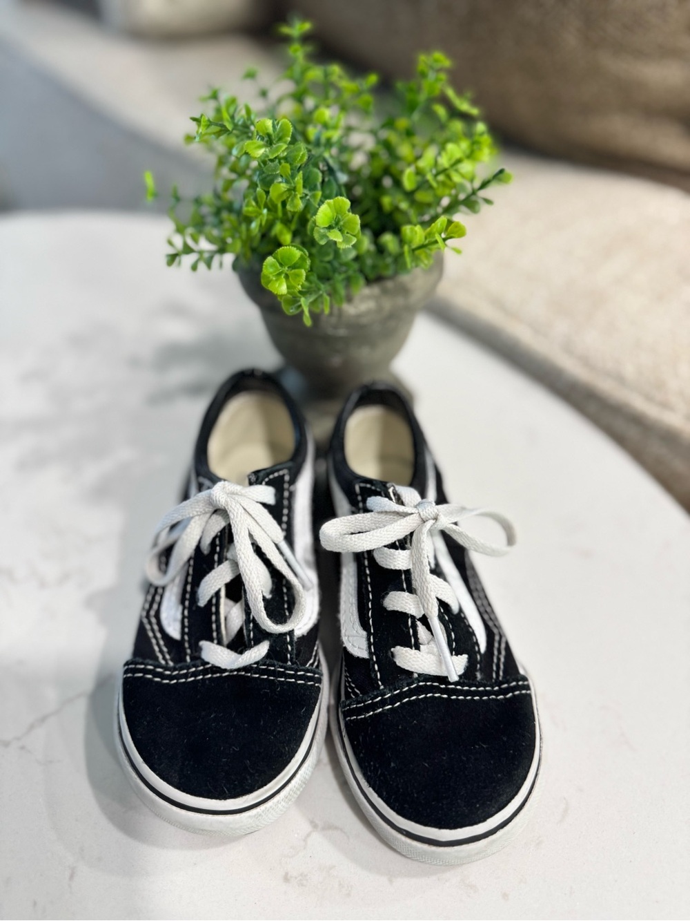 Vans Kids Black and White Lace-Up Skate Sneakers